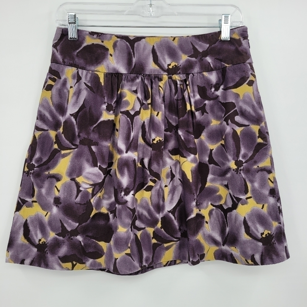 J.Crew Factory 100% Cotton Purple Yellow Casual Mini Skirt